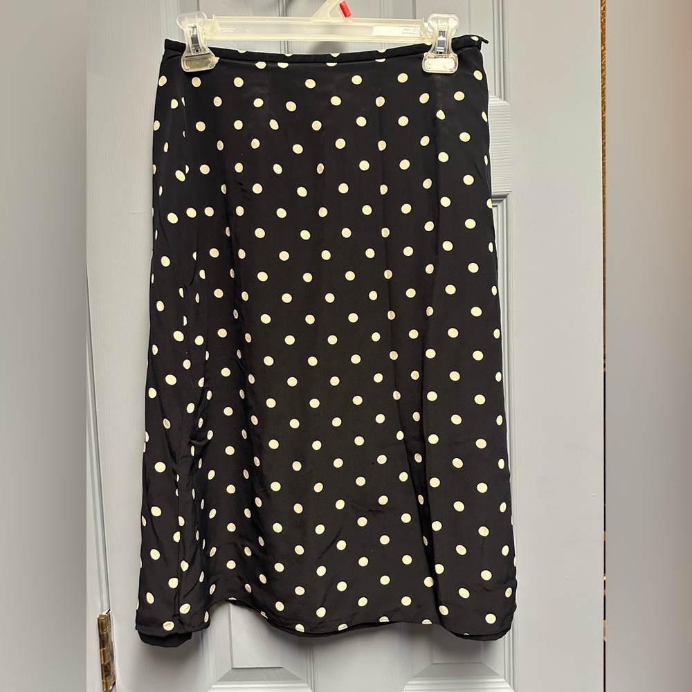 Josephine Chaus Black and Cream Polka Dot A-Line Skirt